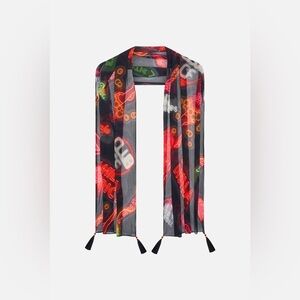 CAMILLA “Electric Loveland” black neon silk scarf shawl belt top headwrap